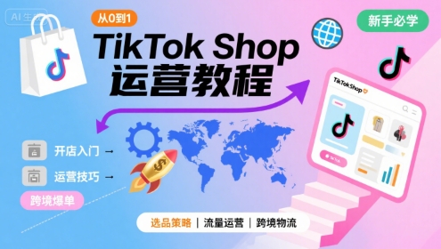 TikTok Shop从0到1运营教程，TikTok跨境电商新手必学课程-鸿途网创资源站