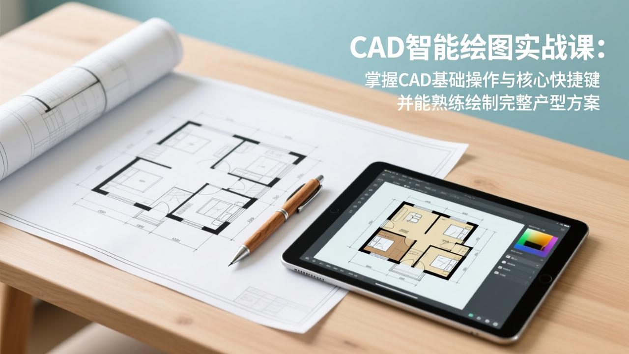 CAD智能绘图实战课：掌握CAD基础操作与核心快捷键，并能熟练绘制完整户型方案-鸿途网创资源站