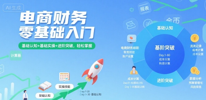电商财务零基础入门，基础认知+基础实操+进阶突破，轻松掌握-鸿途网创资源站