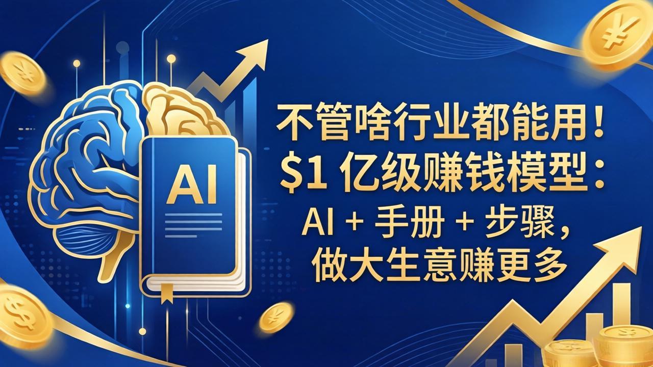 不管啥行业都能用！$1 亿级赚钱模型：AI + 手册 + 步骤，做大生意赚更多-鸿途网创资源站