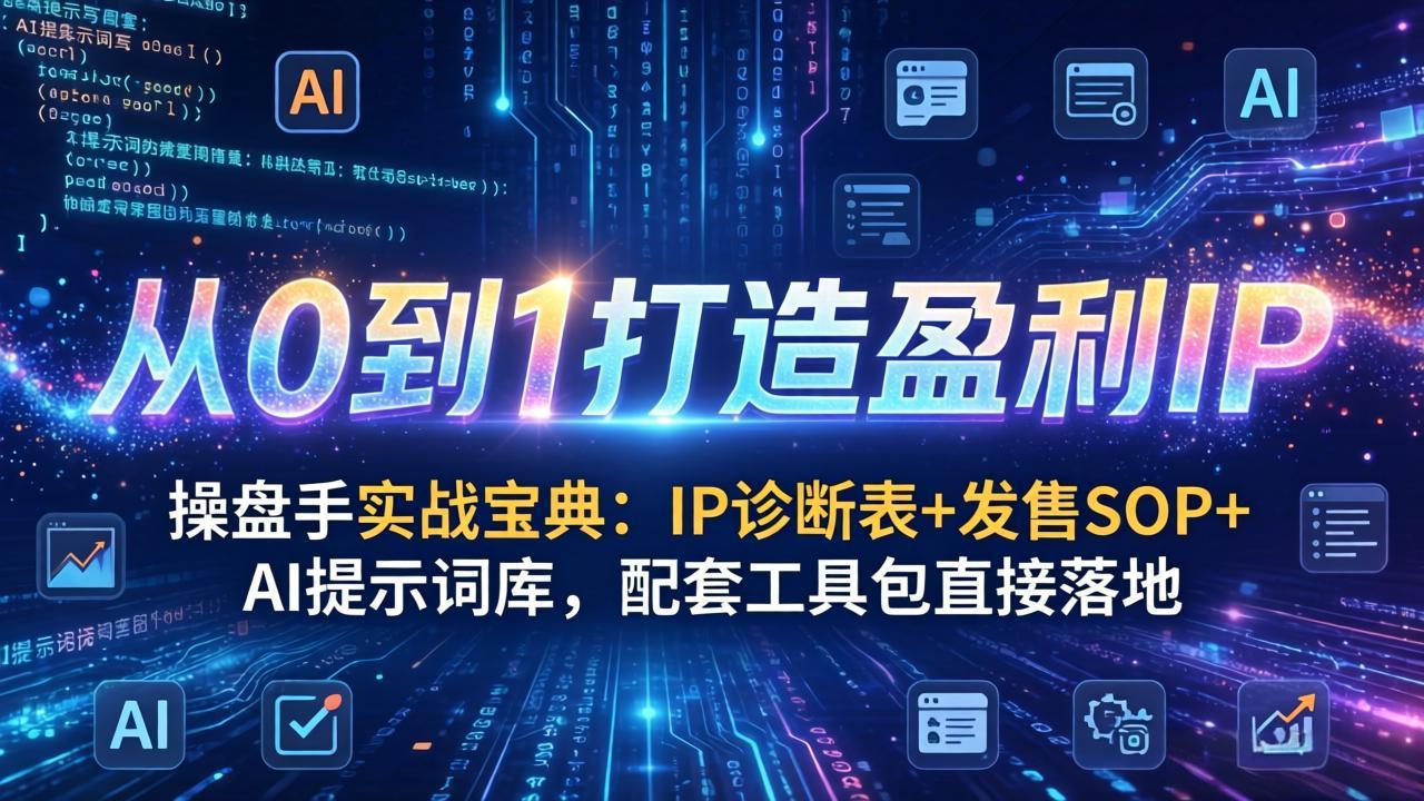 操盘手实战宝典：IP诊断表+发售SOP+AI提示词库，配套工具包直接落地，从0到1打造盈利IP-鸿途网创资源站