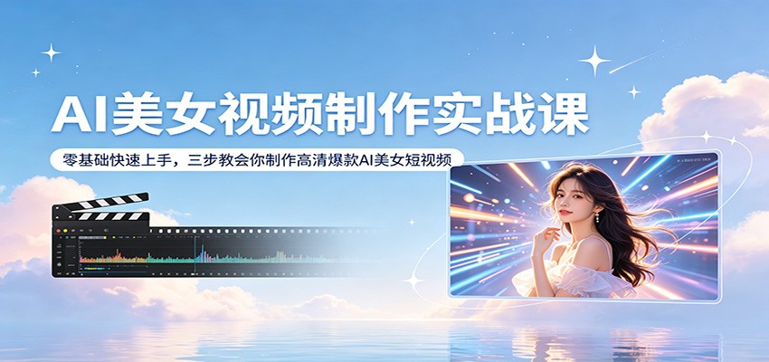 AI美女视频制作实战课：零基础快速上手，三步教会你制作高清爆款AI美女短视频-鸿途网创资源站