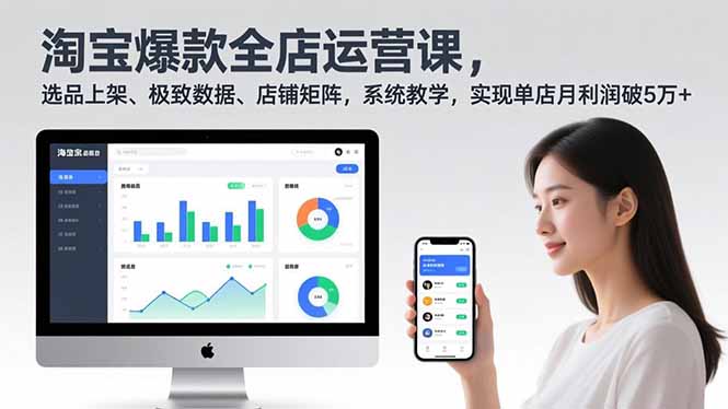 淘宝爆款全店运营课2.0，选品上架、极致数据、店铺矩阵，系统教学，实现单店月利润破5万+-鸿途网创资源站