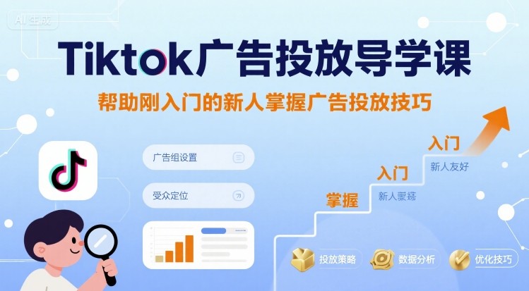 Tiktok广告投放导学课，帮助刚入门的新人掌握广告投放技巧-鸿途网创资源站