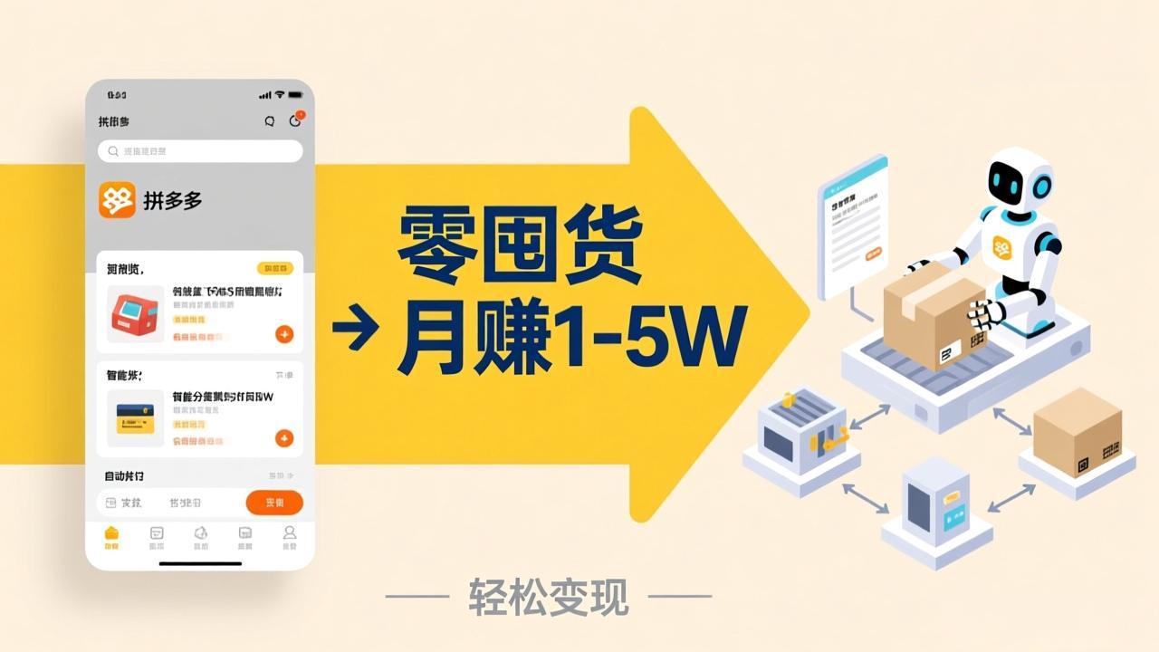 不用囤货不用跑单！拼多多虚拟玩法，机器人管理发货和客服，帮你月赚 1-5W-鸿途网创资源站