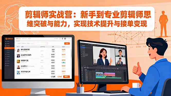 剪辑师实战营：新手到专业剪辑师思维突破与能力，实现技术提升与接单变现-鸿途网创资源站