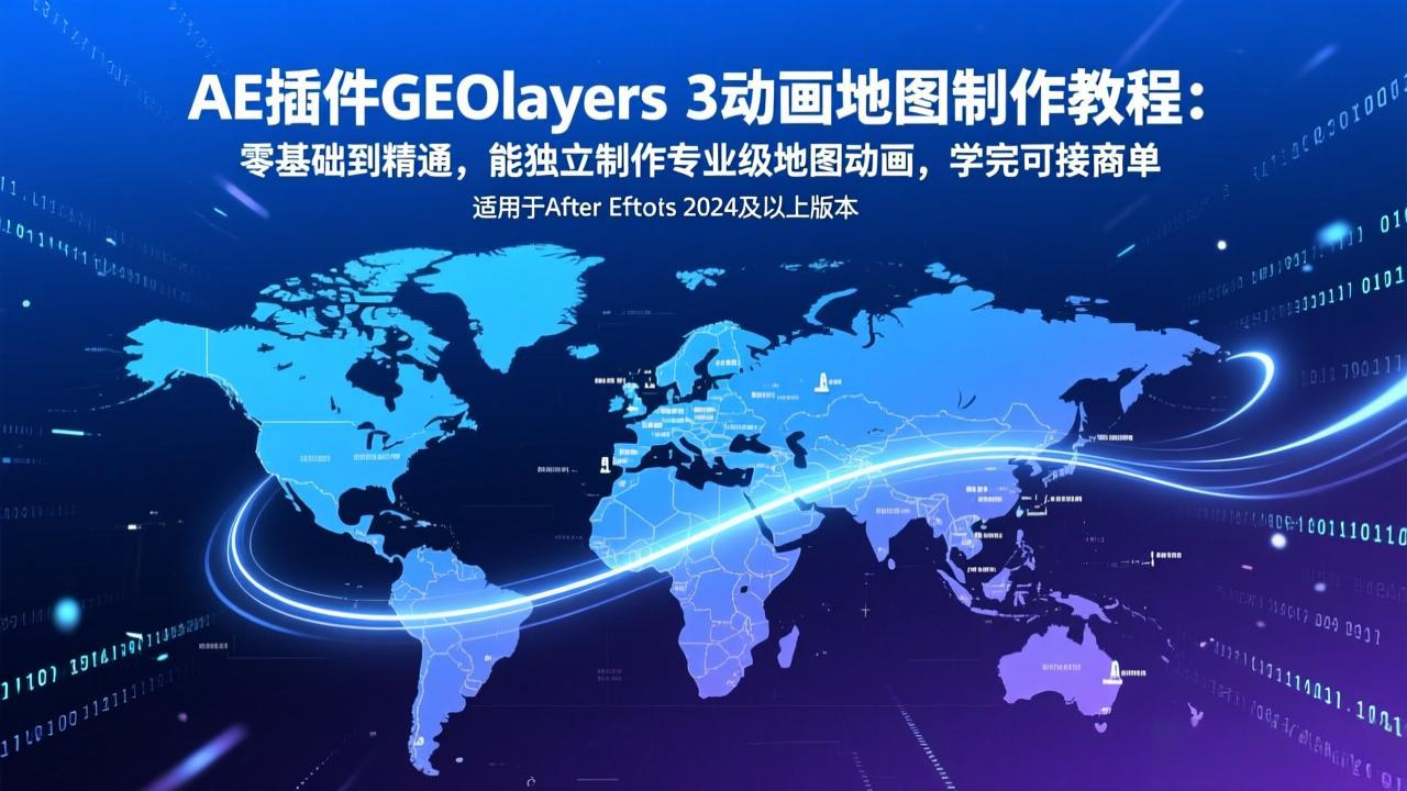 AE插件GEOlayers 3动画地图制作教程：零基础到精通，能独立制作专业级地图动画，学完可接商单-鸿途网创资源站