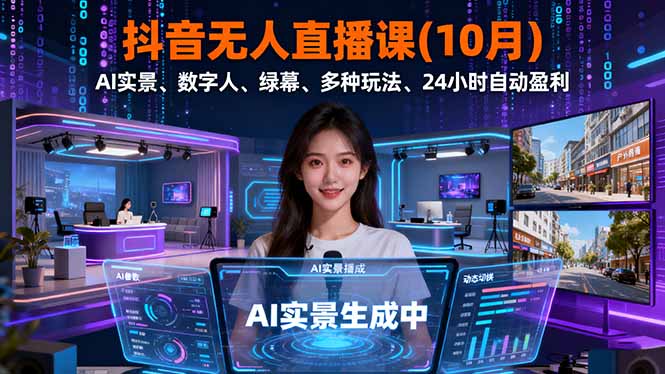 抖音无人直播课(10月-鸿途网创资源站