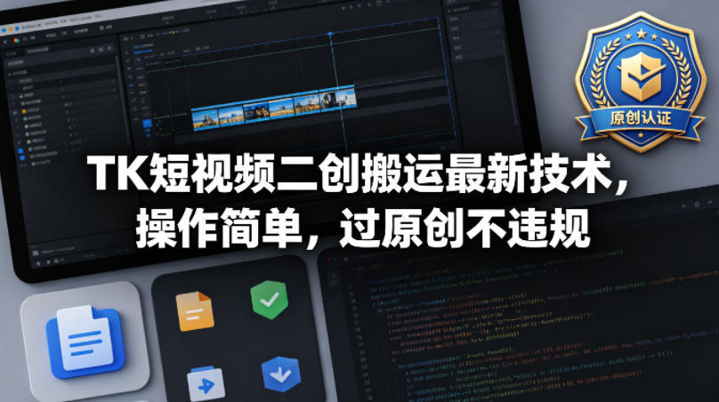 TK短视频二创搬运最新技术，操作简单，过原创不违规-鸿途网创资源站