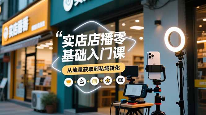 实体店播零基础入门课，实体店+短视频+直播+微信生态+私域社群，从流量获取到私域转化-鸿途网创资源站