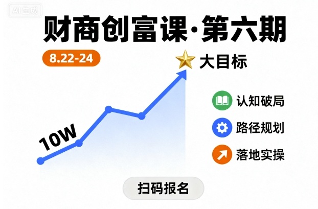 财商创富课第六期8月22-24号，如何从10W起步，一步步实现大目标-鸿途网创资源站