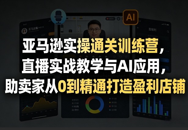 亚马逊实操通关训练营，直播实战教学与AI应用，助卖家从0到精通打造盈利店铺(更新4月17日)-鸿途网创资源站