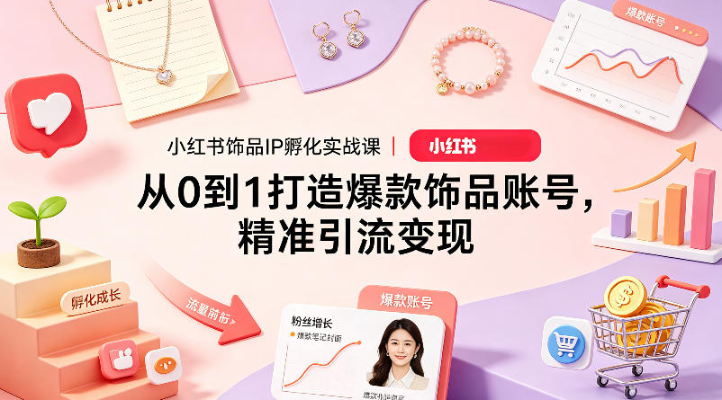 小红书饰品IP孵化实战课｜从0到1打造爆款饰品账号，精准引流变现-鸿途网创资源站