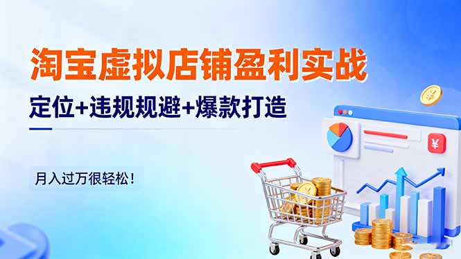 淘宝虚拟店铺盈利实战：定位+违规规避+爆款打造，月入过万很轻松！-鸿途网创资源站