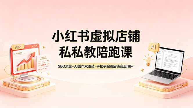 小红书虚拟店铺私教陪跑课，SEO流量+AI创作双驱动，手把手跑通店铺变现闭环-鸿途网创资源站