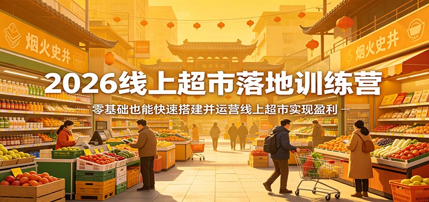 2026线上超市落地训练营，零基础也能快速搭建并运营线上超市实现盈利-鸿途网创资源站
