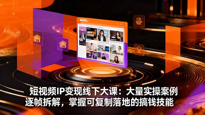 短视频IP变现线下大课：大量实操案例逐帧拆解，掌握可复制落地的搞钱技能-鸿途网创资源站