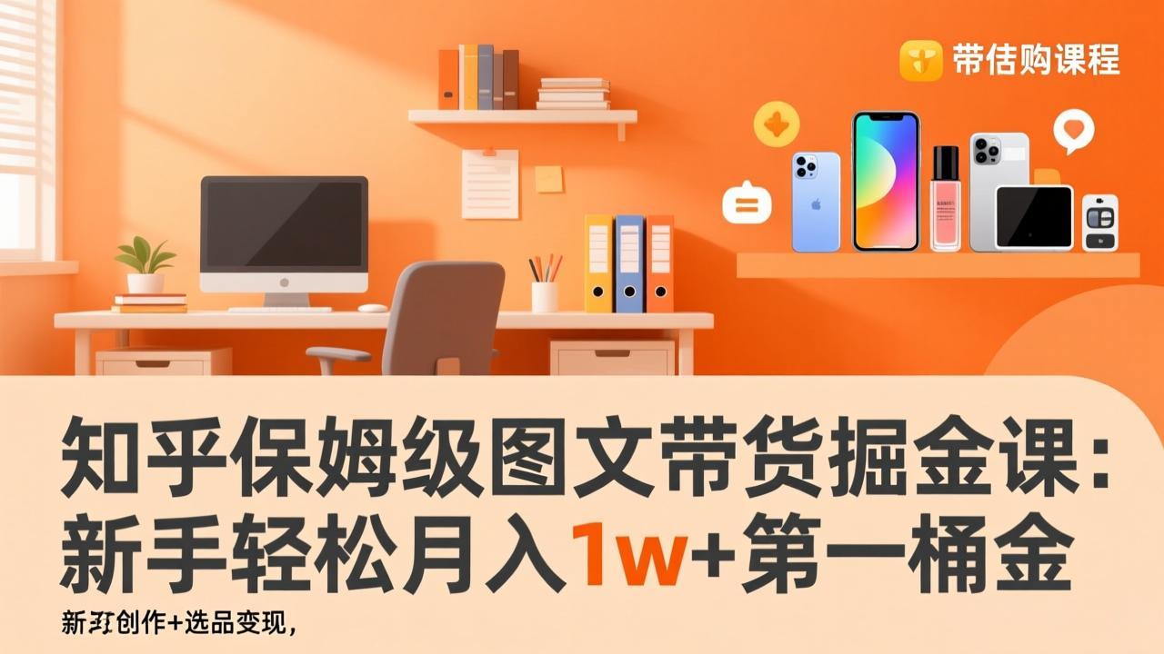 知乎保姆级图文带货掘金课：账号打造+爆文创作+选品变现，新手轻松月入1w+第一桶金-鸿途网创资源站