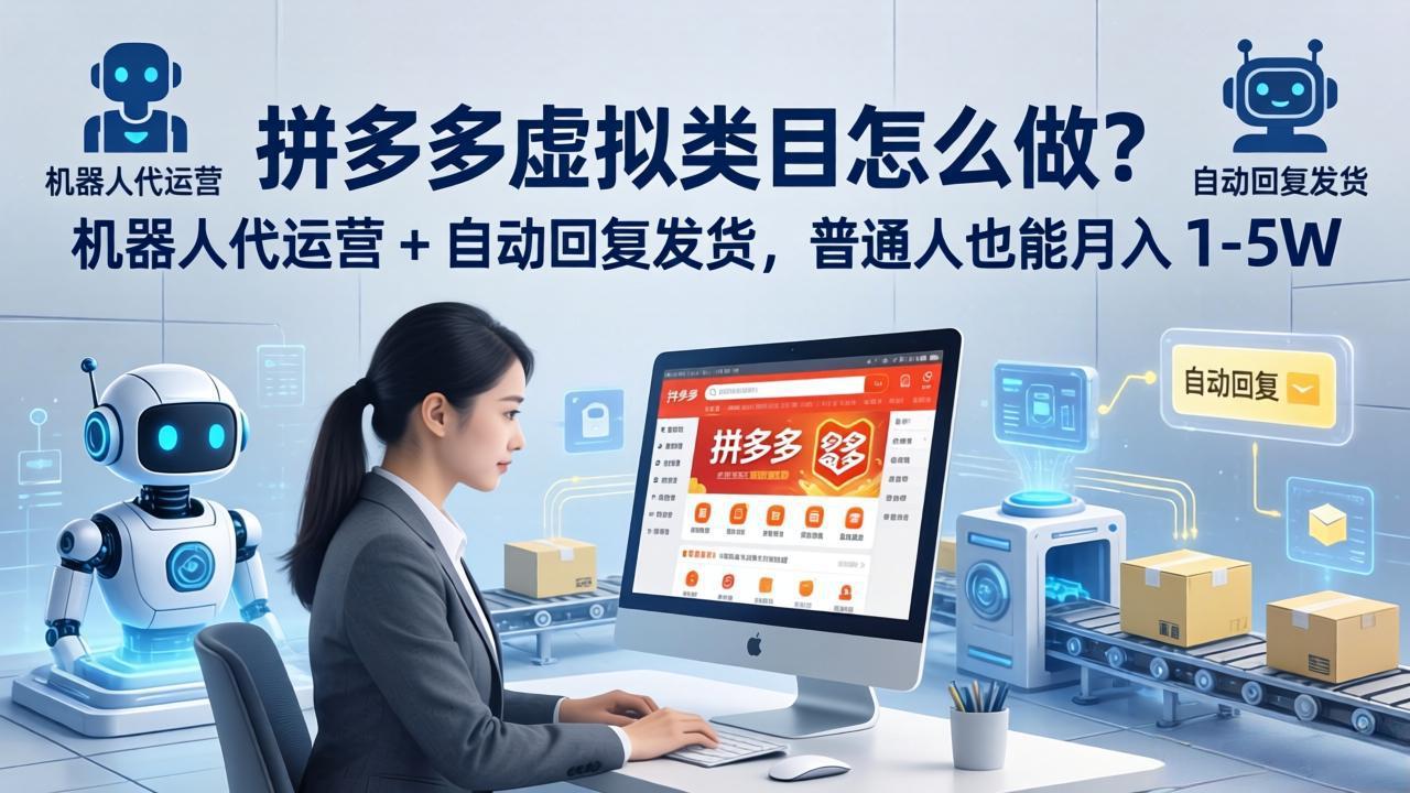 拼多多虚拟类目怎么做？机器人代运营 + 自动回复发货，普通人也能月入 1-5W-鸿途网创资源站
