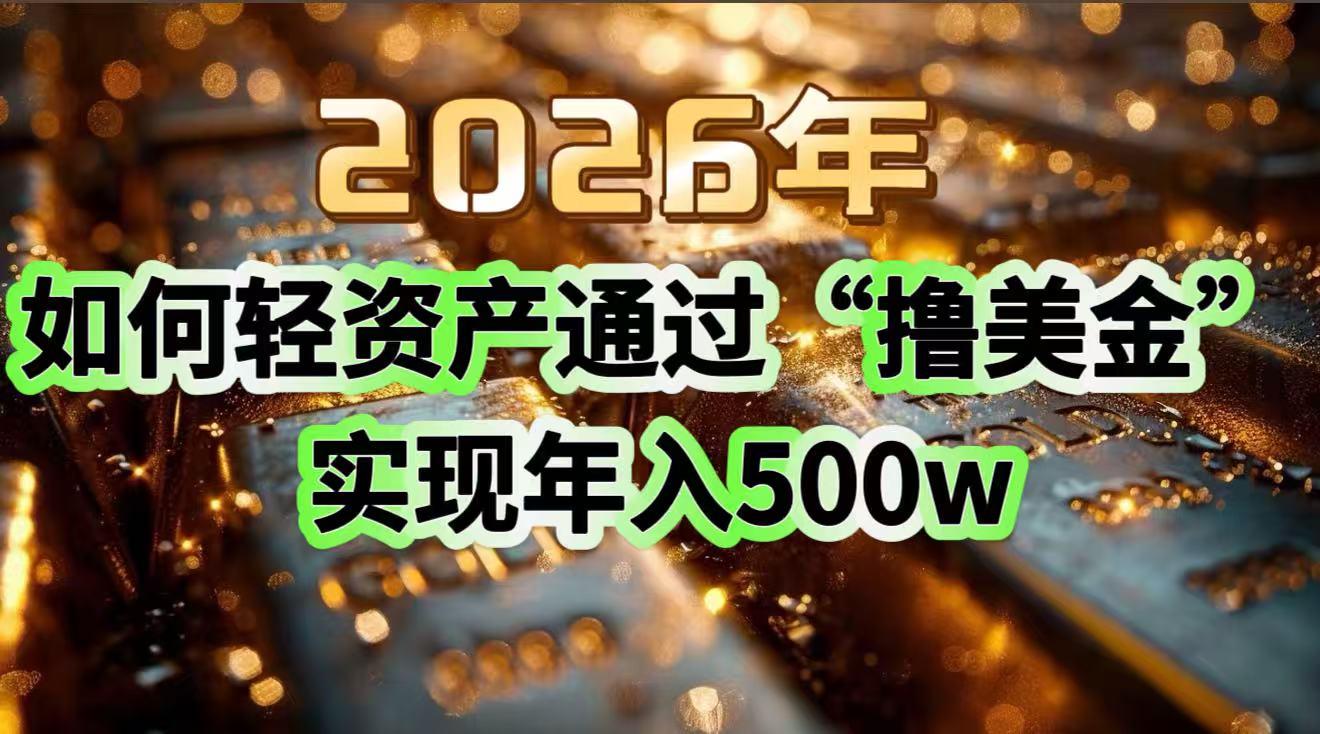 2026年如何轻资产通过“撸美金”实现年入500w-鸿途网创资源站