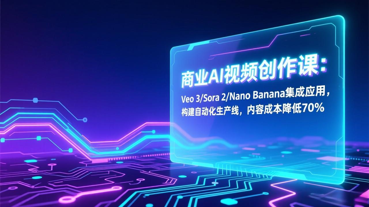 商业AI视频创作课:Veo 3/Sora 2/Nano Banana集成应用,构建自动化生产线,内容成本降低70%-鸿途网创资源站