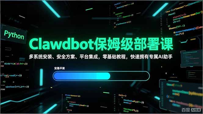 Clawdbot保姆级部署课，多系统安装、安全方案、平台集成，零基础教程，快速拥有专属AI助手-鸿途网创资源站