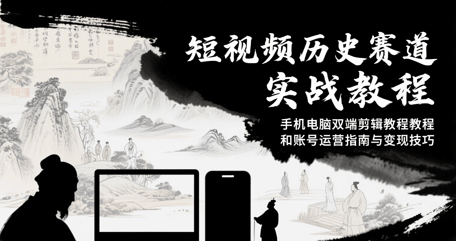 短视频历史赛道实战教程，手机电脑双端剪辑教程和账号运营指南与变现技巧-鸿途网创资源站