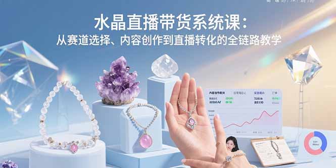 水晶直播带货系统课：从赛道选择、内容创作到直播转化的全链路教学-鸿途网创资源站
