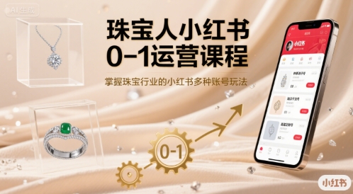 珠宝人小红书0-1运营课程，掌握珠宝行业的小红书多种账号玩法-鸿途网创资源站