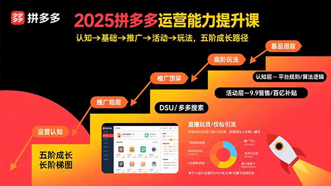 2025拼多多运营能力提升课：认知→基础→推广→活动→玩法，五阶成长路径-鸿途网创资源站