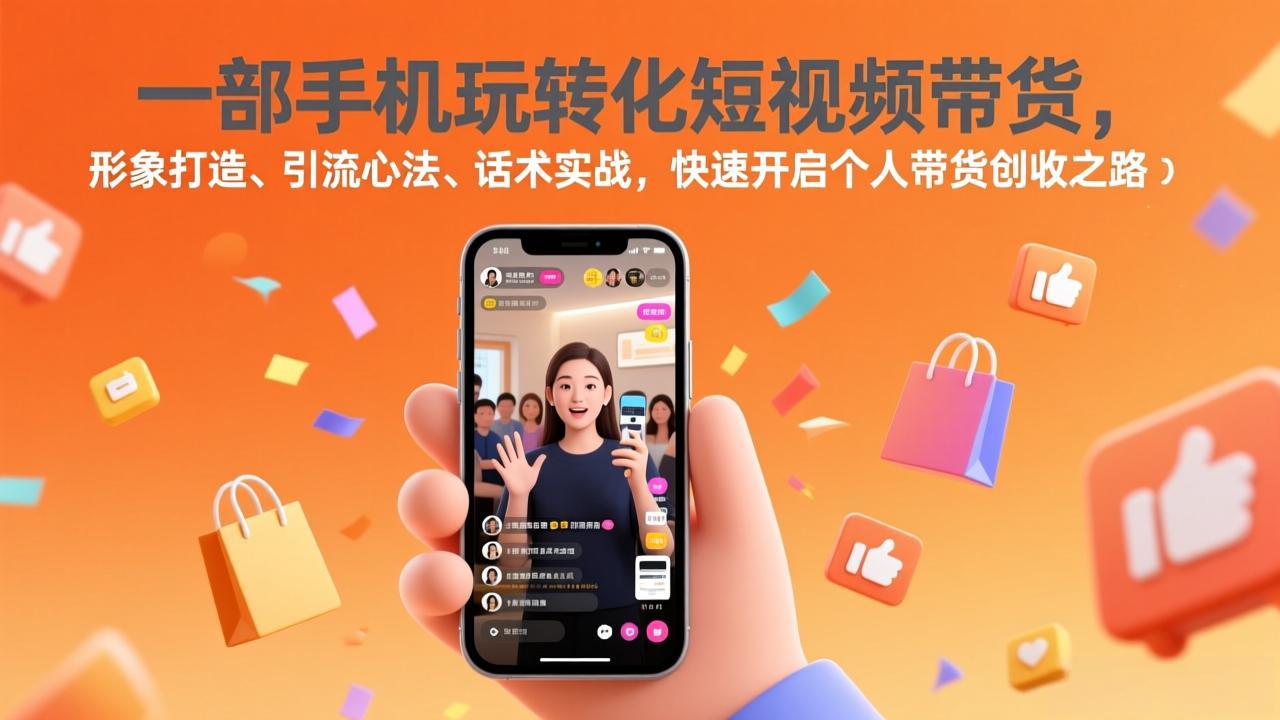 一部手机玩转化短视频带货，形象打造、引流心法、话术实战，快速开启个人带货创收之路-鸿途网创资源站