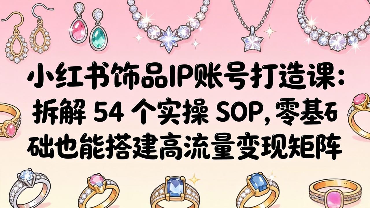小红书饰品IP账号打造课：拆解 54 个实操 SOP，零基础也能搭建高流量变现矩阵-鸿途网创资源站