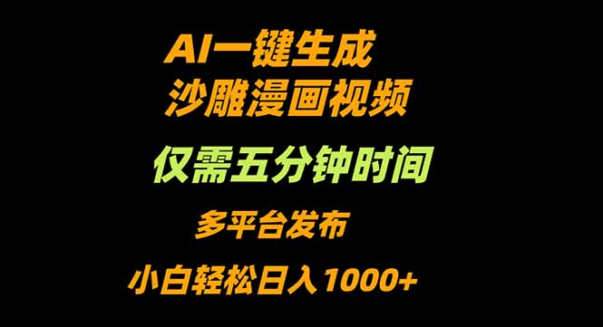 AI一键生成沙雕动漫视频，只需5分钟，小白轻松日入1000+-鸿途网创资源站