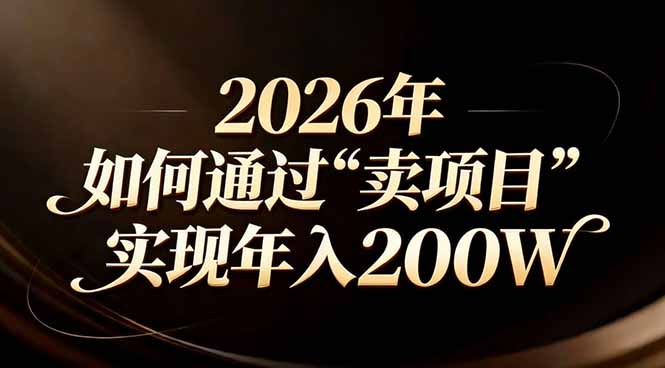 站在2026年的十字路口：一个普通人如何通过卖项目实现年入200万-鸿途网创资源站