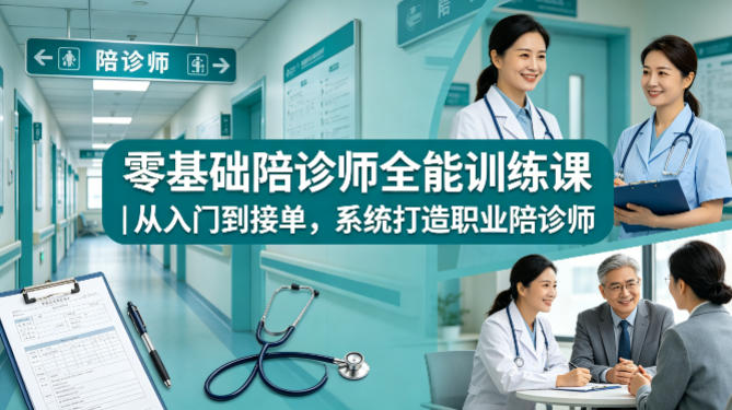 零基础陪诊师全能训练课｜从入门到接单，系统打造职业陪诊师-鸿途网创资源站