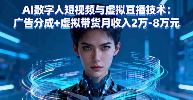 AI数字人短视频与虚拟直播技术：广告分成+虚拟带货月收入2万-8万元-鸿途网创资源站