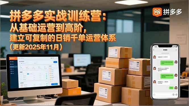 拼多多实战训练营：从基础运营到高阶，建立可复制的日销千单运营体系(更新11月-鸿途网创资源站