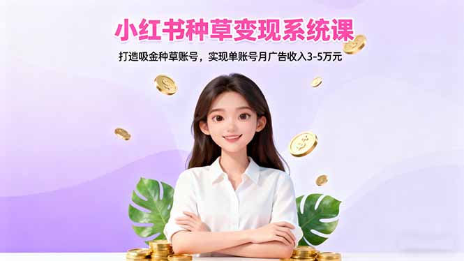 小红书种草变现系统课：打造吸金种草账号，实现单账号月广告收入3-5万元-鸿途网创资源站