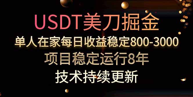 USDT美刀掘金，单人每日收益800-3000，稳定运行8年-鸿途网创资源站