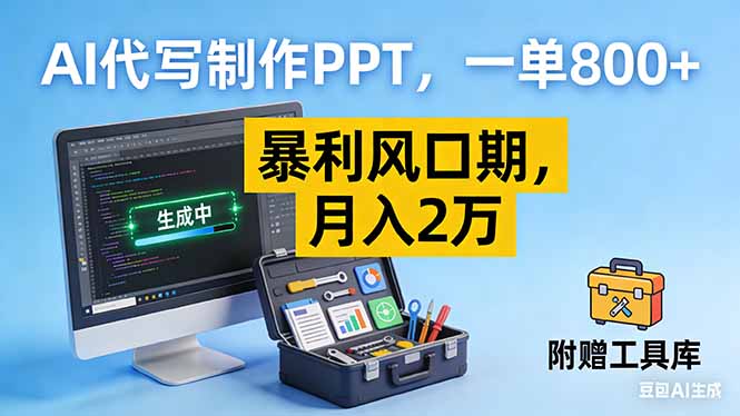 AI代写制作PPT，一单800+， 暴利风口期，月入2万【附工具】-鸿途网创资源站