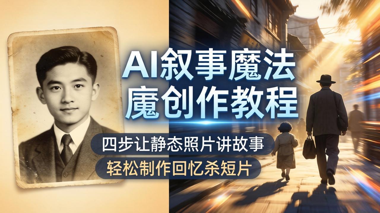 AI叙事魔法创作教程，四步让静态照片讲故事，老照片修复加动态特效，轻松制作回忆杀短片-鸿途网创资源站