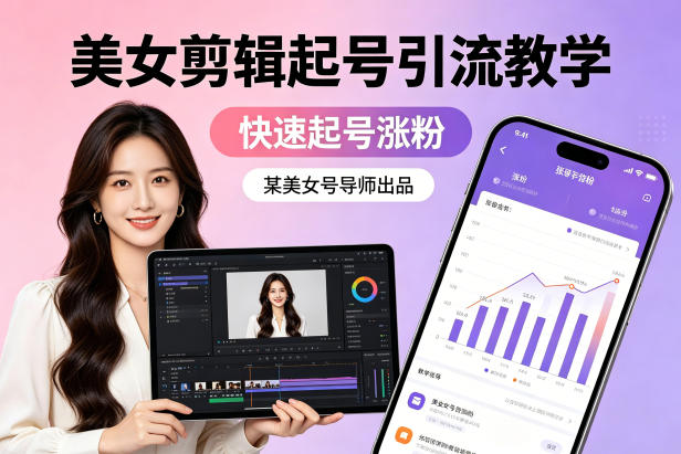 某美女号导师出品：美女剪辑起号引流教学，快速起号涨粉-鸿途网创资源站
