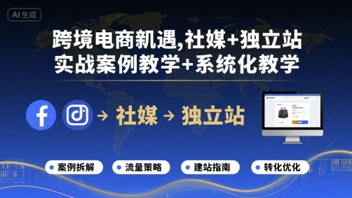 跨境电商新机遇，社媒+独立站，实战案例教学+系统化教学-鸿途网创资源站