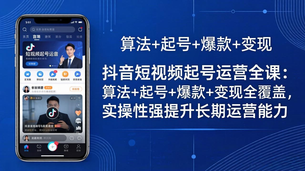 抖音短视频起号运营全课：算法+起号+爆款+变现全覆盖，实操性强提升长期运营能力-鸿途网创资源站