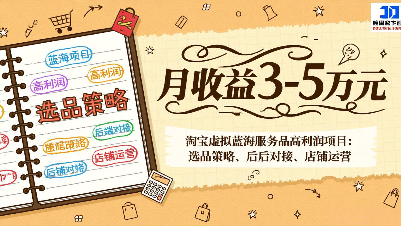 淘宝虚拟蓝海服务品高利润项目：选品策略、后端对接、店铺运营，月收益可达3-5万元-鸿途网创资源站
