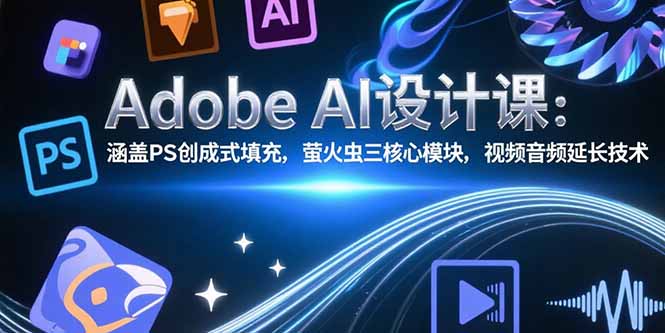 Adobe AI设计课：涵盖PS创成式填充，萤火虫三核心模块，视频音频延长技术-鸿途网创资源站