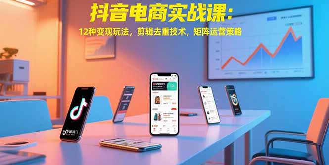 抖音电商实战课：12种变现玩法，剪辑去重技术，矩阵运营策略-鸿途网创资源站