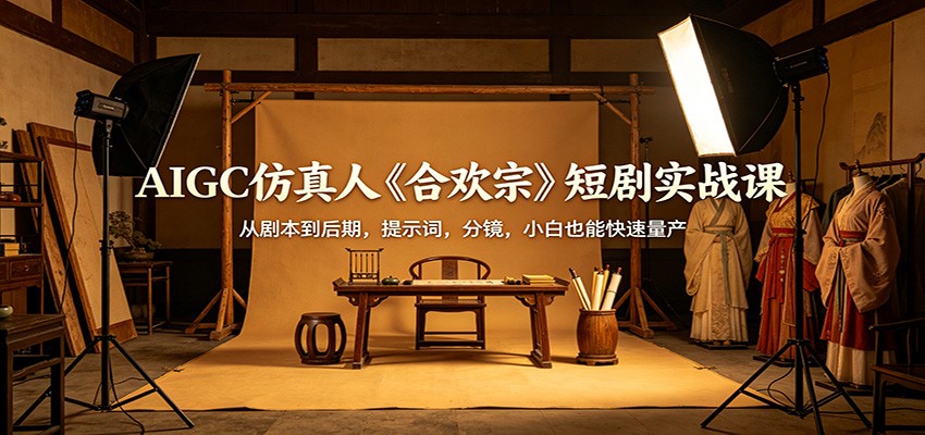 AIGC仿真人《合欢宗》短剧实战课：从剧本到后期，提示词，分镜，小白也能快速量产-鸿途网创资源站