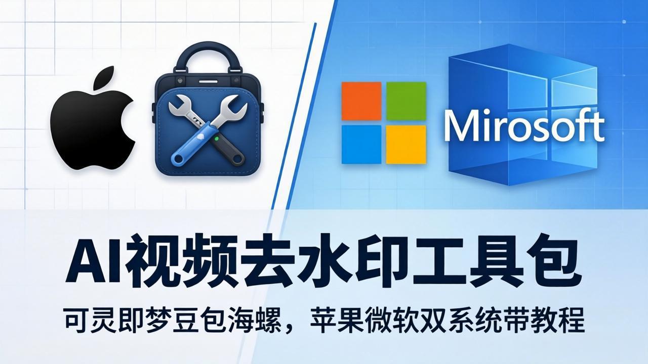 AI视频去水印工具包：可灵即梦豆包海螺，苹果微软双系统带教程-鸿途网创资源站
