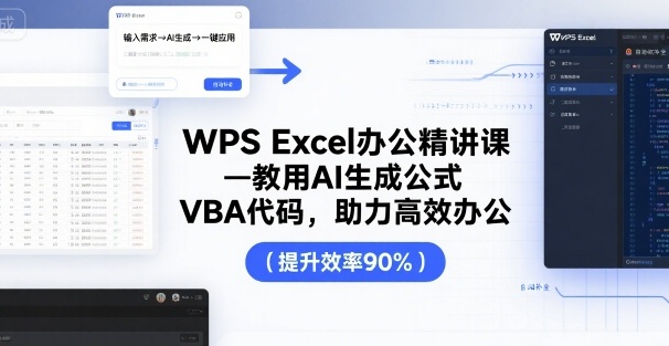 WPS Excel办公精讲课，教用 AI 生成公式，VBA 代码，助力高效办公-鸿途网创资源站
